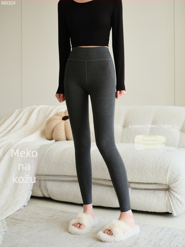 Ženske termalne hlače s visokim strukom, modalni materijal, duljina 9/10, jedan sloj, srednja težina 141–160 g/m²