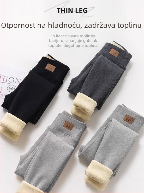 Ženske termo tajice s flis podstavom, iznimno debele i tople zimi, visokim strukom za kontrolu trbuha, materijal s osjećajem pamuka, pune dužine