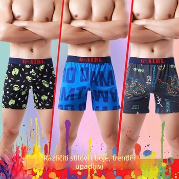 Muške pamučne bokserice s karikaturama, prozračne, srednje visoka struka, pleteni (90-95% pamuka; pleteni materijal)