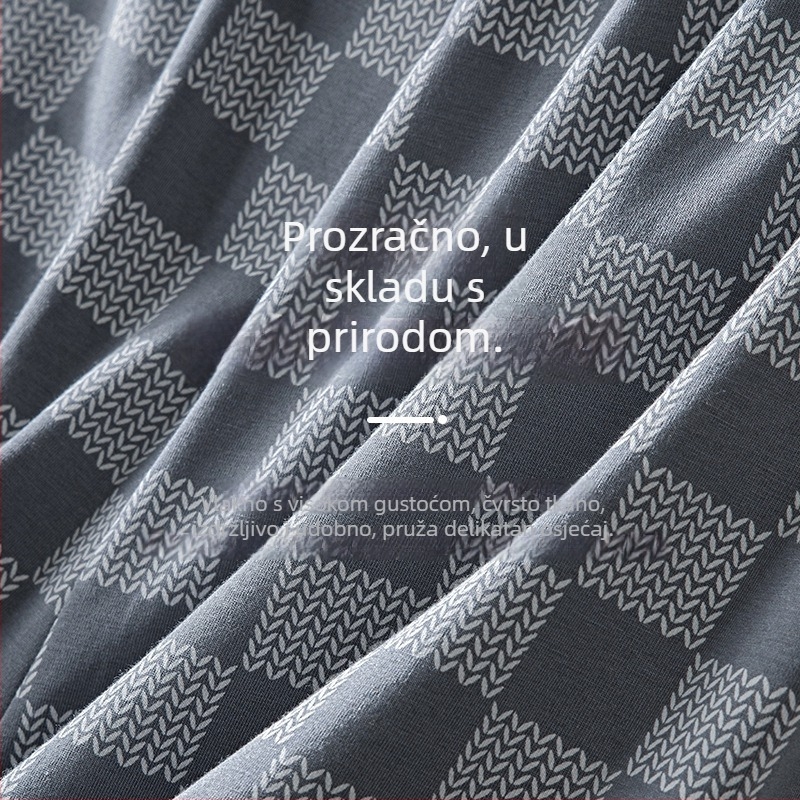 Muške bokserice za spavanje od dugovlakanog pamuka-modala, opuštenog kroja, prugasto/karirani uzorak, prepona 30-50% modal