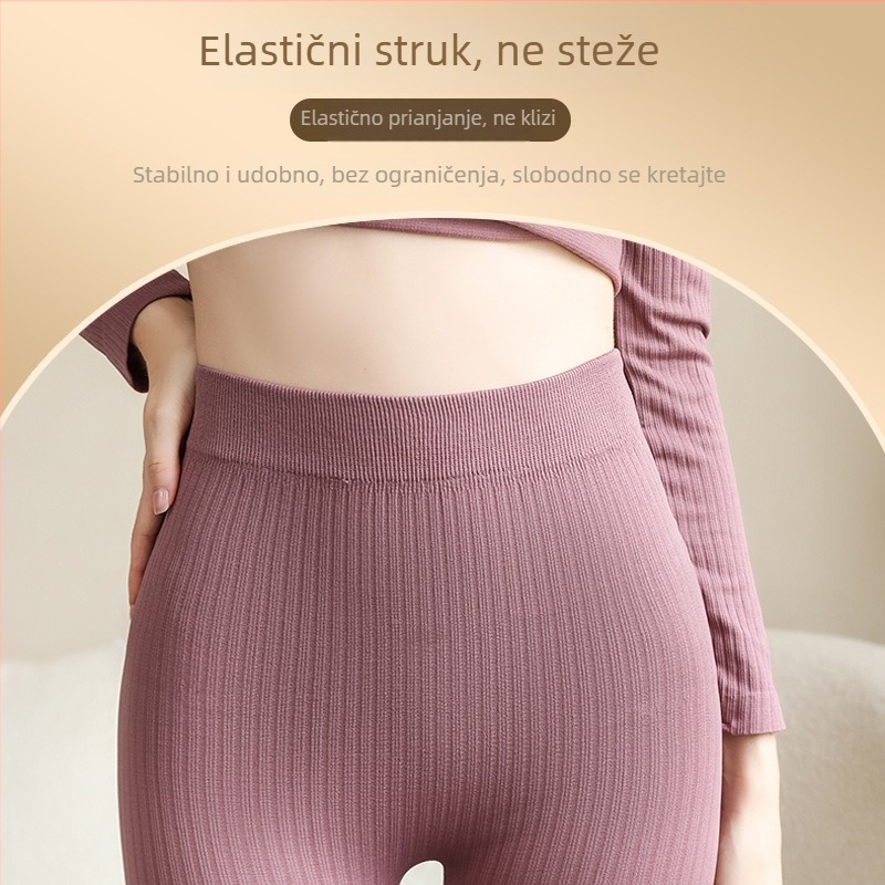 Ženski termalni set s motivom medvjeda, ribani uski top i hlače