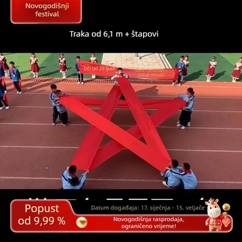 Prop za otvorenje školskog sportskog natjecanja: svilenkasta traka s motivom petokrake zvijezde (Brend: Drugi; Kategorija nabave: Spot goods; Godina/Sezona: Ljeto 2021; Materijal: svila)