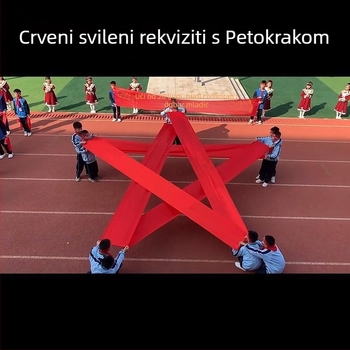 Prop za otvorenje školskog sportskog natjecanja: svilenkasta traka s motivom petokrake zvijezde (Brend: Drugi; Kategorija nabave: Spot goods; Godina/Sezona: Ljeto 2021; Materijal: svila)