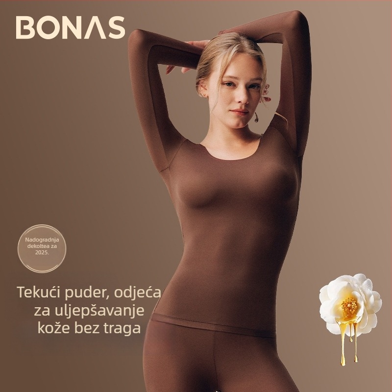 Bonas ultra-tanki bešavni termalni bazni set za žene, koži prijateljski i topla donja odjeća za jesen i zimu