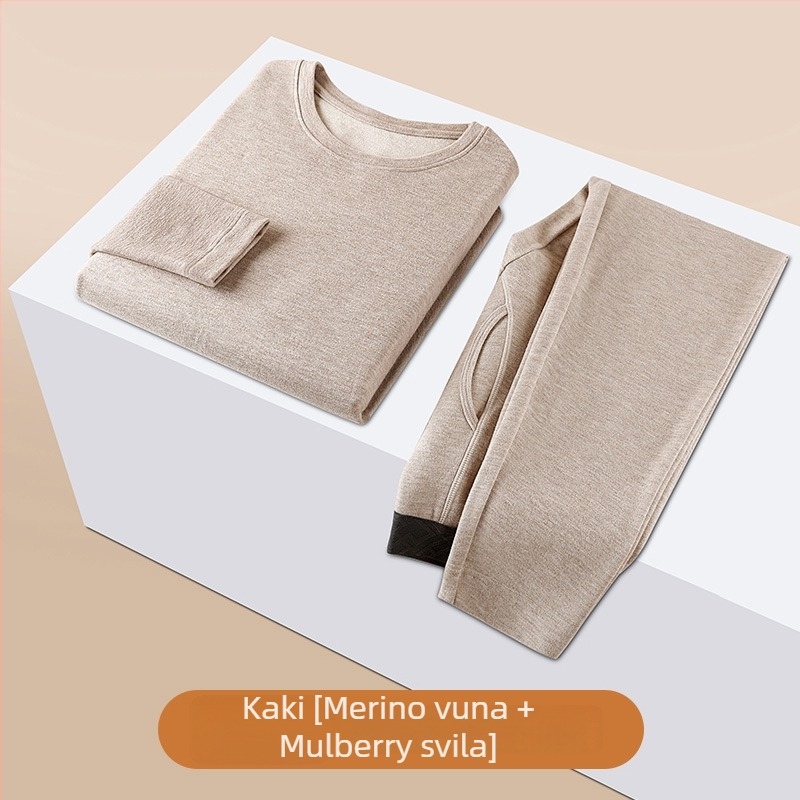 Muški vuneni termalni donji rublje set, dvostruki sloj, ekstra debeli, postava od akrila, održava toplinu za jesen i zimu