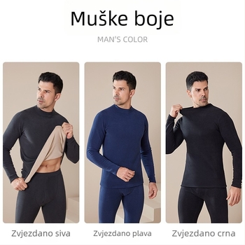 Jesen–zimski termalni set s okruglim ovratnikom, fleeceom, debeo, za muškarce i žene