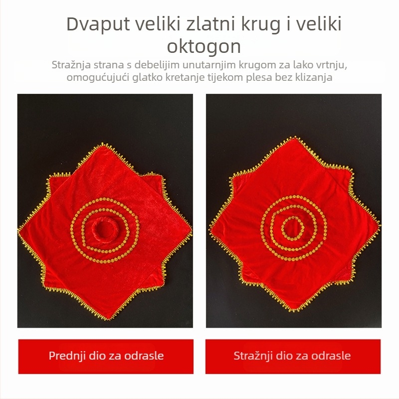 Baršunasta marama s cvijetom, dvostruki sloj osmerokutnog šala za pozornicu sjeveroistočnog narodnog plesa (odrasli)