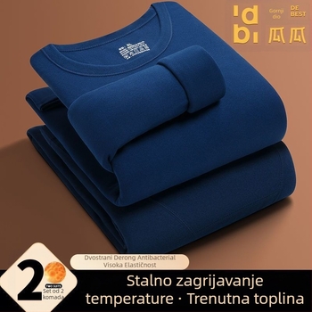 Muški jesensko-zimski termalni set s Derong velúrom, akril 90–95%, 141–160 g/m², okrugli vrat, jednostruka tkanina, dugi rukavi, hlače, dvostrano velur, zadržava toplinu