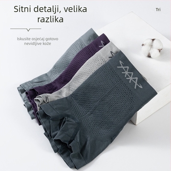 Muške bezšivne bokserice od najlona sa srednjim strukom; pleteni materijal, 80–90% najlona, podstava pre predeo 90–95% najlona