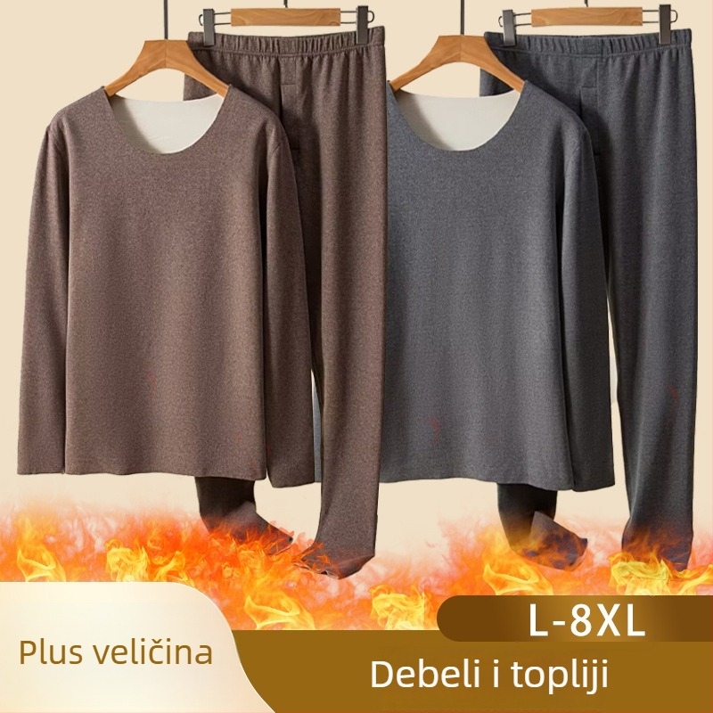 Muški termalni komplet donjeg rublja s flis podom, De Velvet tkanina; 80–90% poliester; debljina 251–300 g/m2; okrugli izrez, dugi rukavi