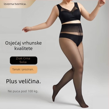 Crne hulahopke za visoke žene, plus veličina, ljetne tanke, nježne prema koži