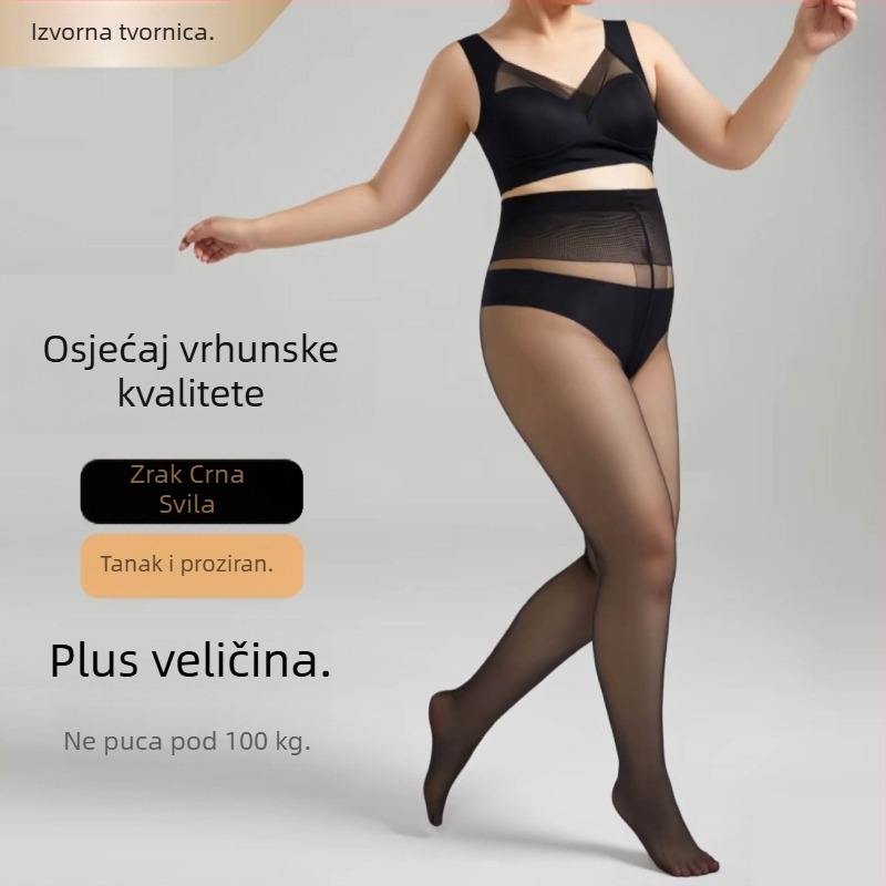 Crne hulahopke za visoke žene, plus veličina, ljetne tanke, nježne prema koži