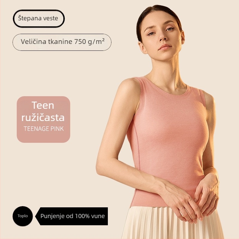 Termalna vesta - Dvostruki sloj od poliester vlakna, okrugli izrez, pogodna kao osnovni sloj ili vanjska odjeća, unisex, oblikuje siluetu