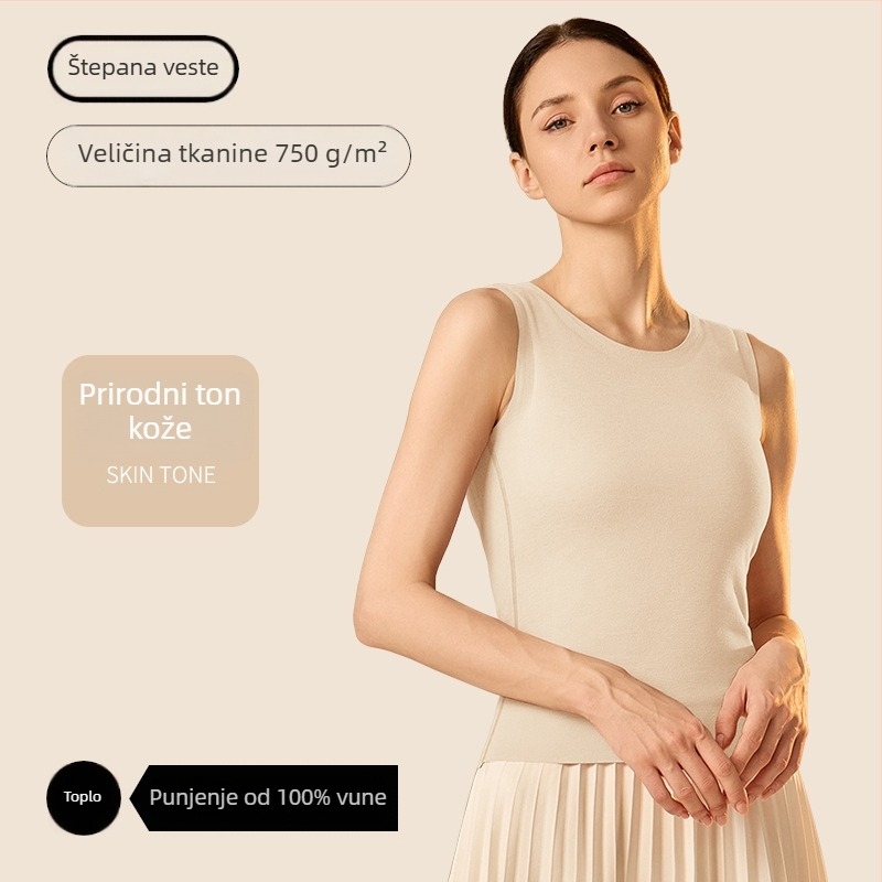 Termalna vesta - Dvostruki sloj od poliester vlakna, okrugli izrez, pogodna kao osnovni sloj ili vanjska odjeća, unisex, oblikuje siluetu