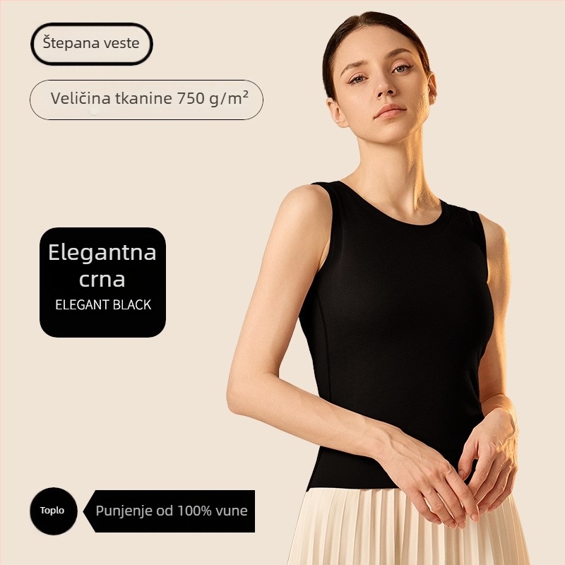 Termalna vesta - Dvostruki sloj od poliester vlakna, okrugli izrez, pogodna kao osnovni sloj ili vanjska odjeća, unisex, oblikuje siluetu