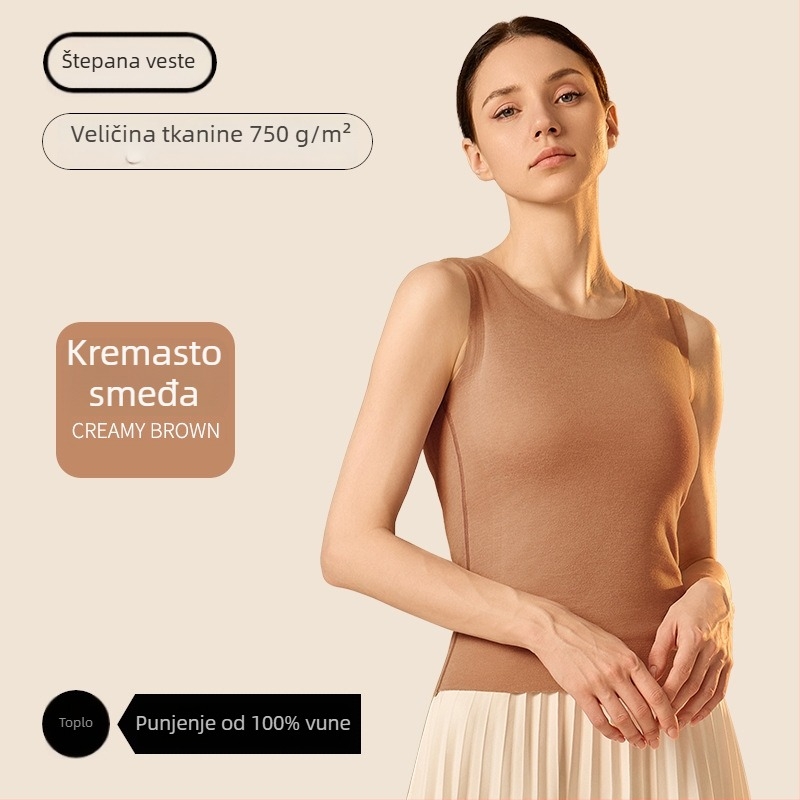 Termalna vesta - Dvostruki sloj od poliester vlakna, okrugli izrez, pogodna kao osnovni sloj ili vanjska odjeća, unisex, oblikuje siluetu