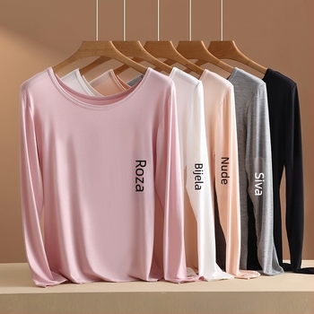 Ženska bazna majica od viskoze, dugi rukav, okrugli izrez, tanak materijal, oblikuje siluetu, može se nositi i kao vanjska odjeća