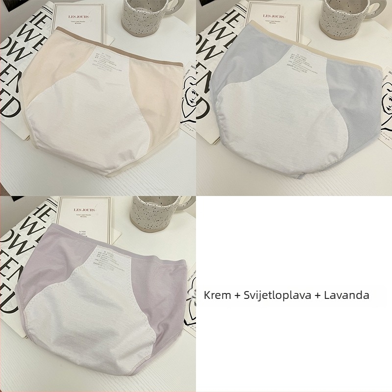 Ženske menstrualne gaćice, lako za pranje, antibakterijske 7A, od pamuka s pamukom u preponama, srednje visoka straga, za mlade