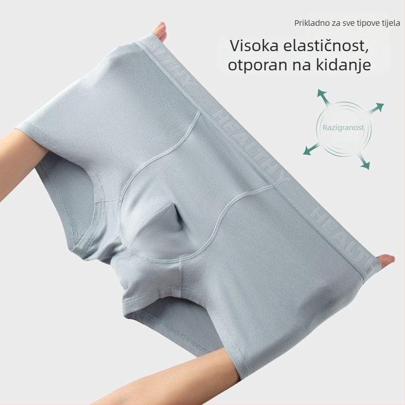 Muške bokserice od bambusovih vlakana, prozračne i antibakterijske, pleteni materijal, podstava prepona od Mulberry silk, glavni materijal 95–100% bambusa