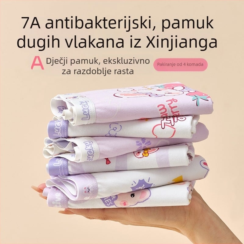Djevojačke prozračne pamucne gaćice, Tip A, bokserice sa srednjim strukom