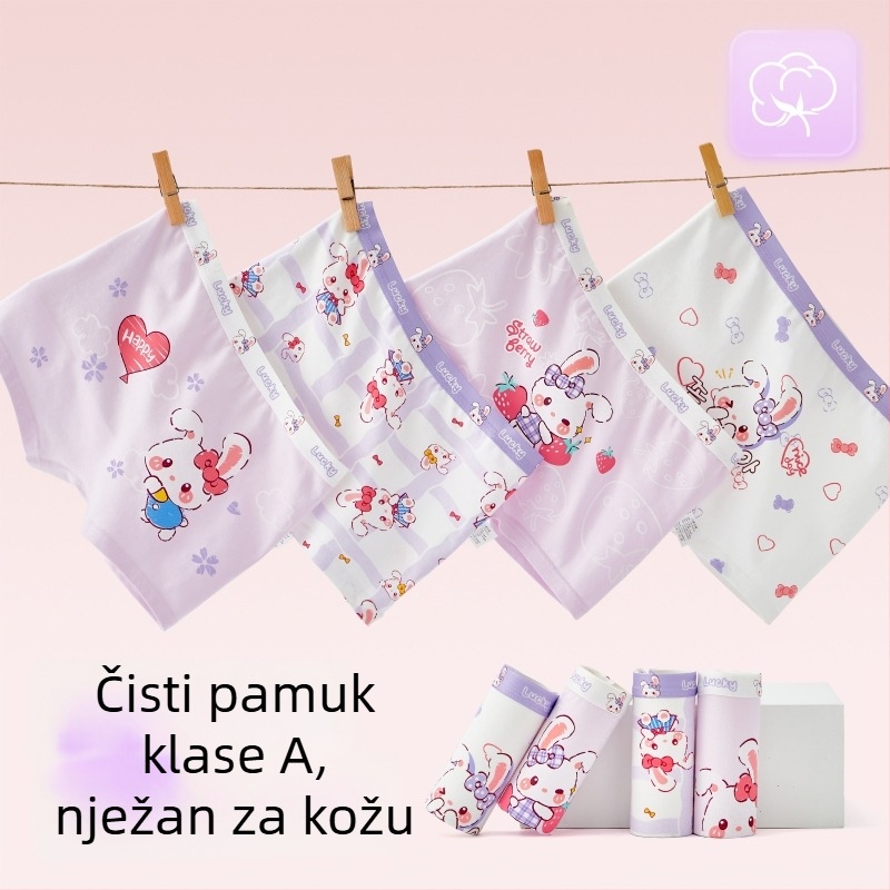 Djevojačke prozračne pamucne gaćice, Tip A, bokserice sa srednjim strukom