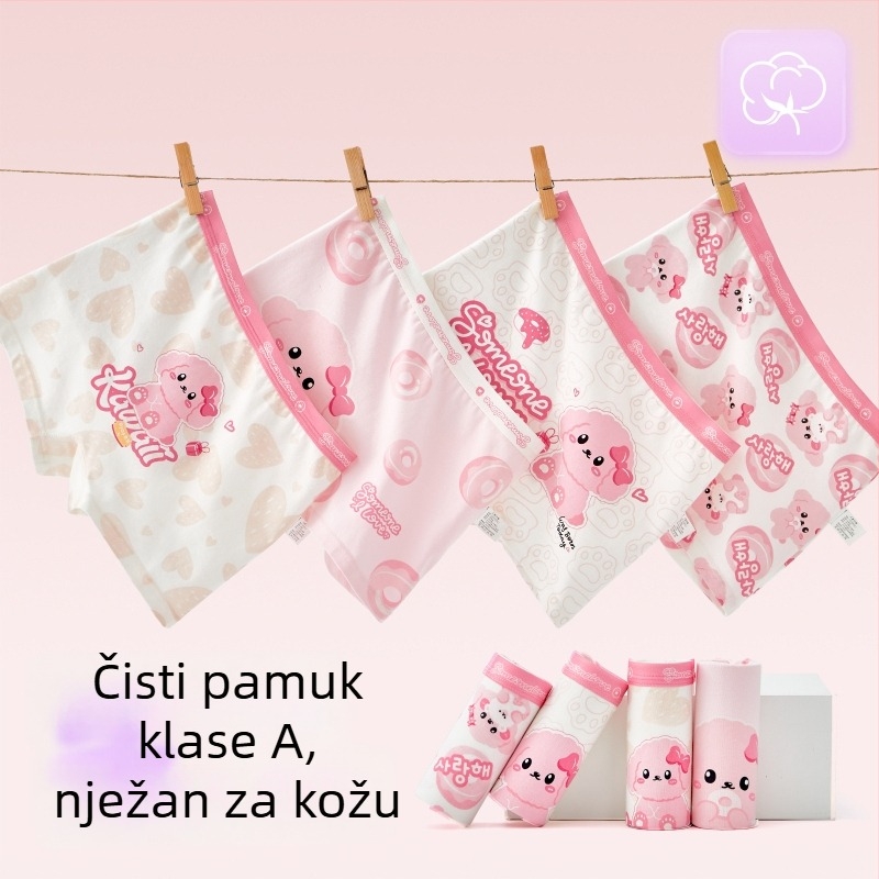 Djevojačke prozračne pamucne gaćice, Tip A, bokserice sa srednjim strukom