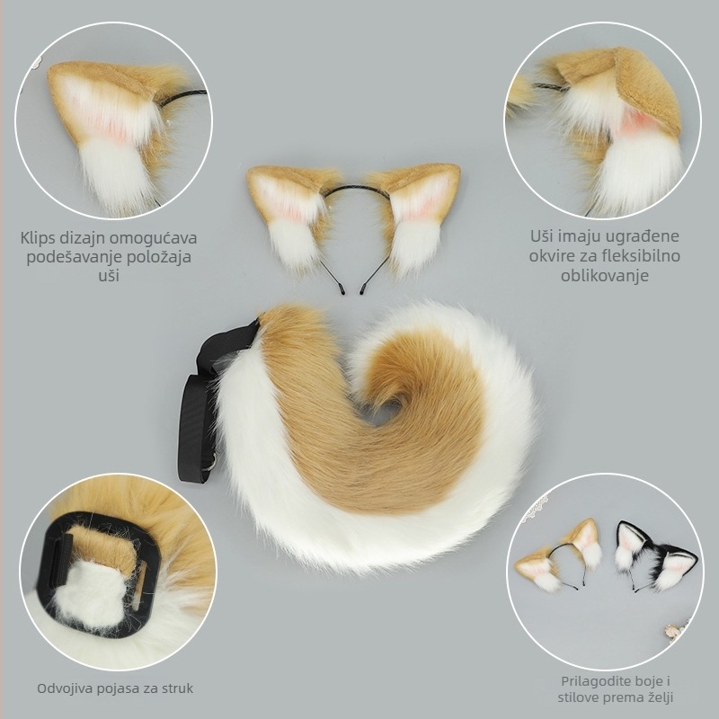 Shiba Inu uši i rep cosplay set — rekviziti za Halloween za odrasle, lansiranje proljeće 2025