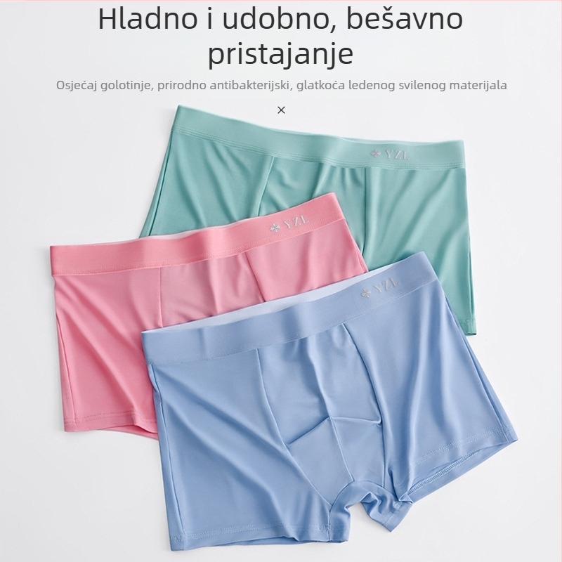 Muške Ice Silk bokserice, bezšivne, prozračne, sportske, velika veličina, jednobojne, s pamukom u području prepona