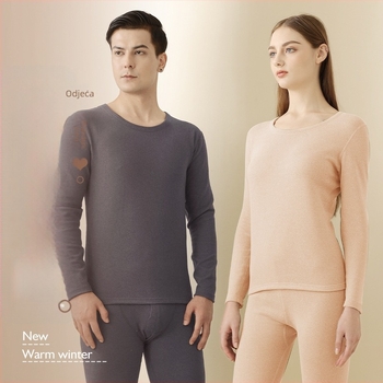 Unisex termalni set baznog sloja (majica i hlače) – dvostruki sloj, flis podstava, velur podstava, okrugli ovratnik, debeo materijal 201–250 g/m²