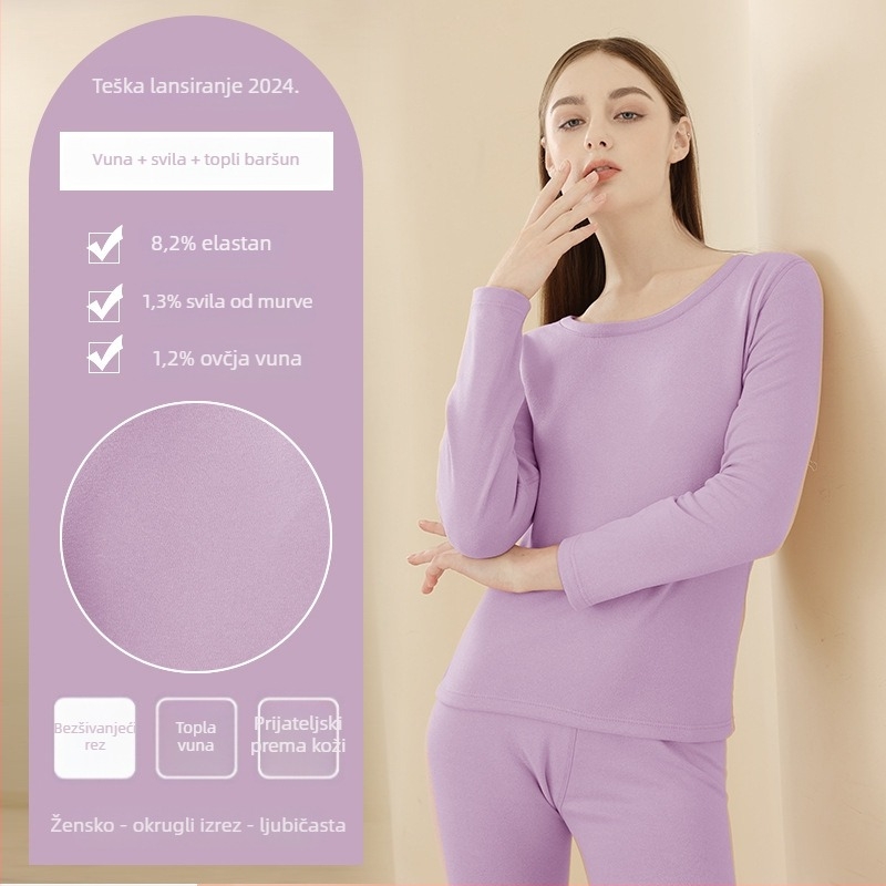 Unisex termalni set baznog sloja (majica i hlače) – dvostruki sloj, flis podstava, velur podstava, okrugli ovratnik, debeo materijal 201–250 g/m²