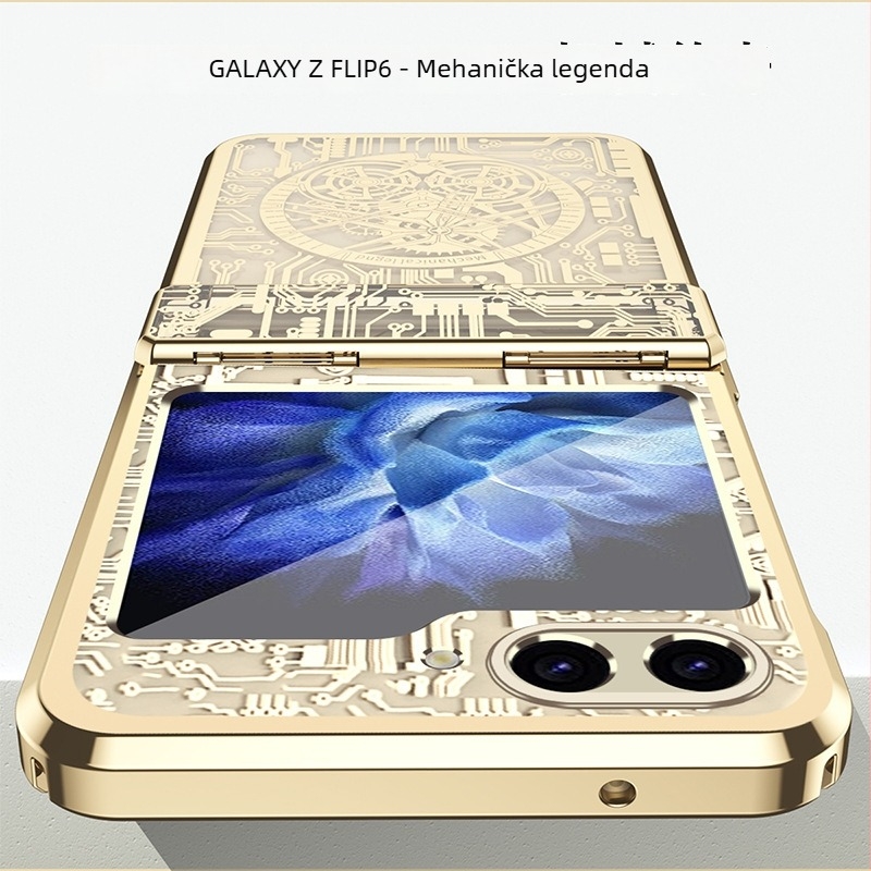 Samsung Galaxy Z Flip6 elektroplatirano kućište za telefon s mehanizmom satnih zupčanika (Materijal: PC, Proces: elektroplatiranje, Otporan na udarce, Otporan na habanje, Otporan na otiske prstiju)