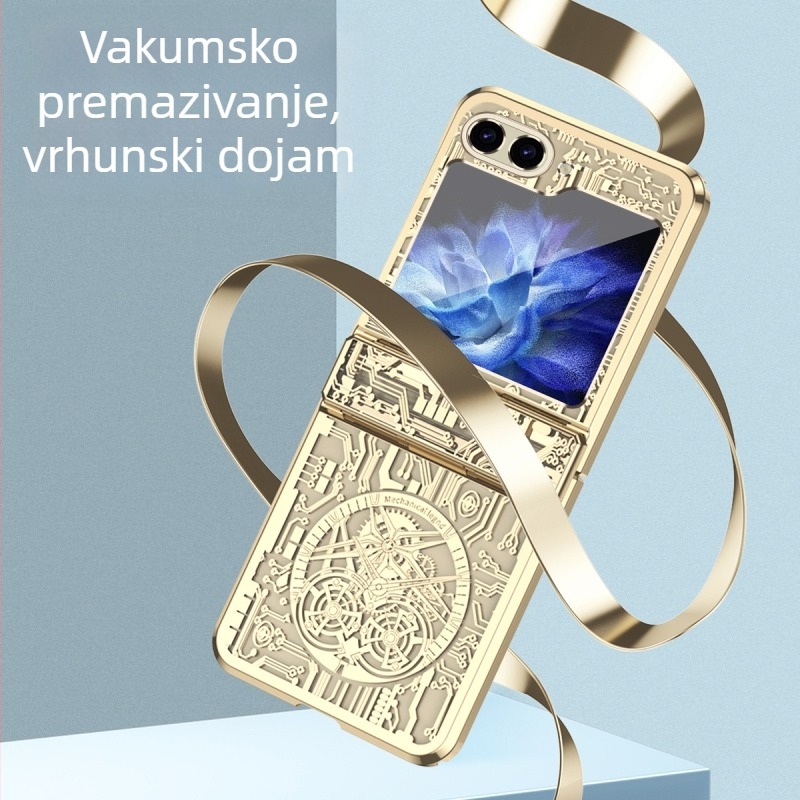 Samsung Galaxy Z Flip6 elektroplatirano kućište za telefon s mehanizmom satnih zupčanika (Materijal: PC, Proces: elektroplatiranje, Otporan na udarce, Otporan na habanje, Otporan na otiske prstiju)