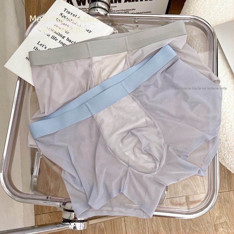 Muške bokserice Ice Silk, prozračne, bezšivne, s 3D ćelijastim džepom