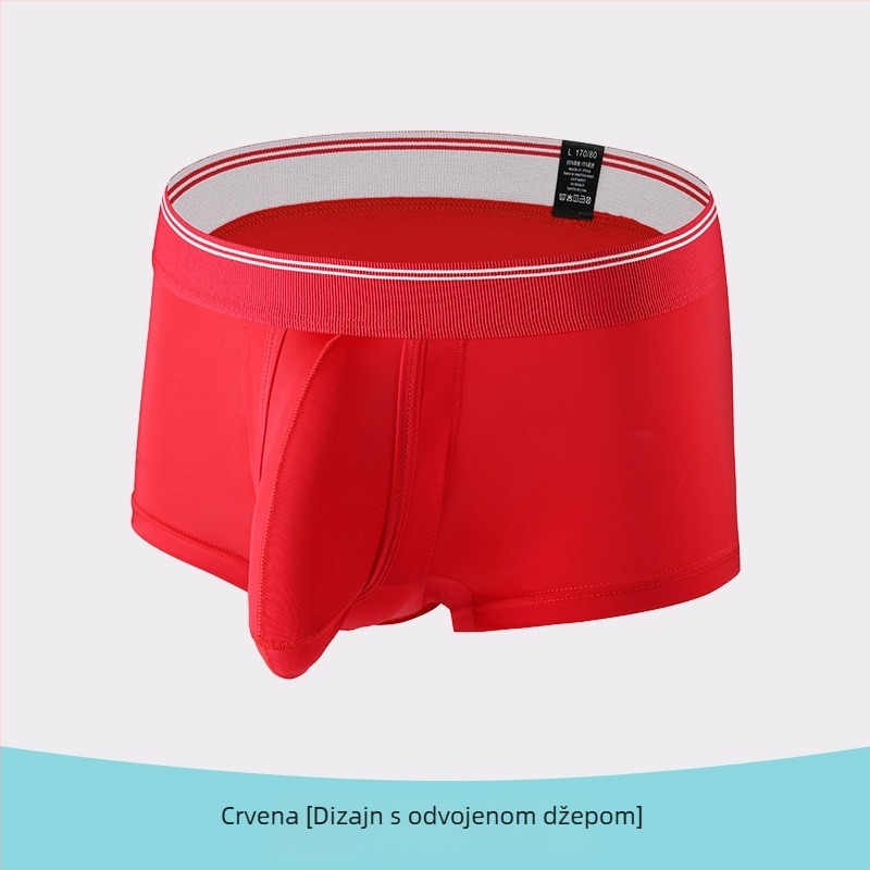Muške bokserice Ice Silk, prozračne, srednje visine struka, pletene, Nylon