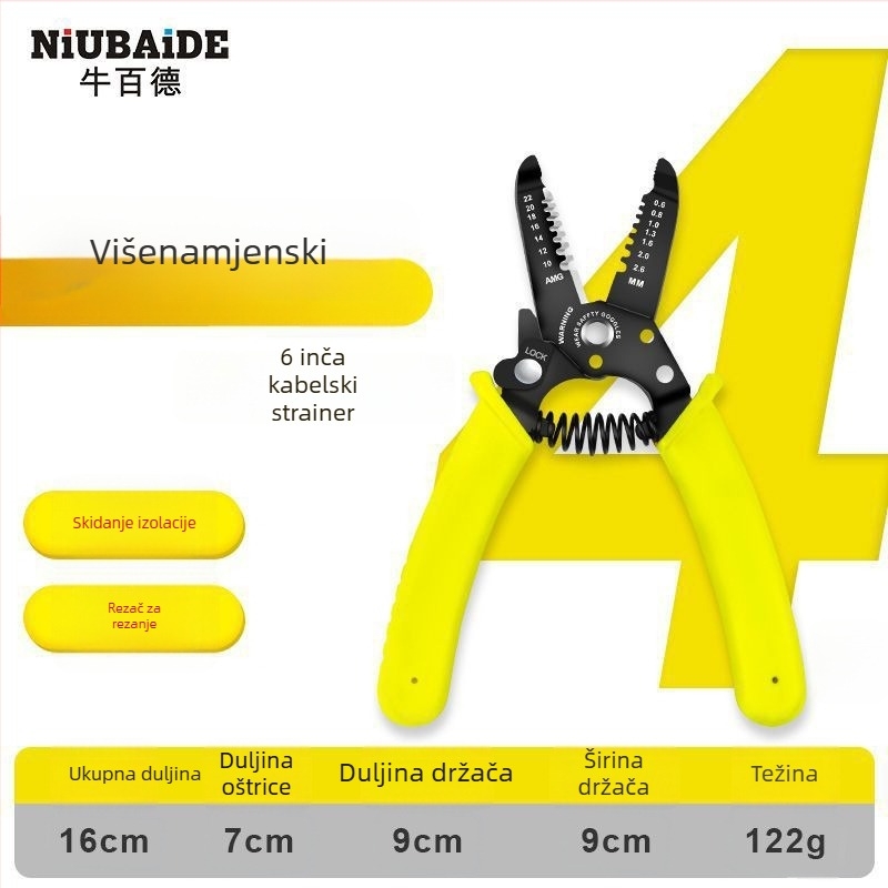 Njemačkog stila višenamenske kliješta za žice s dijagonalnim vrhom, industrijske kvalitete, štede napor električaru (promjer rezanja 4.6 mm)