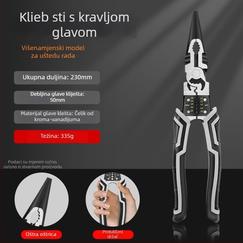 Njemačkog stila višenamenske kliješta za žice s dijagonalnim vrhom, industrijske kvalitete, štede napor električaru (promjer rezanja 4.6 mm)