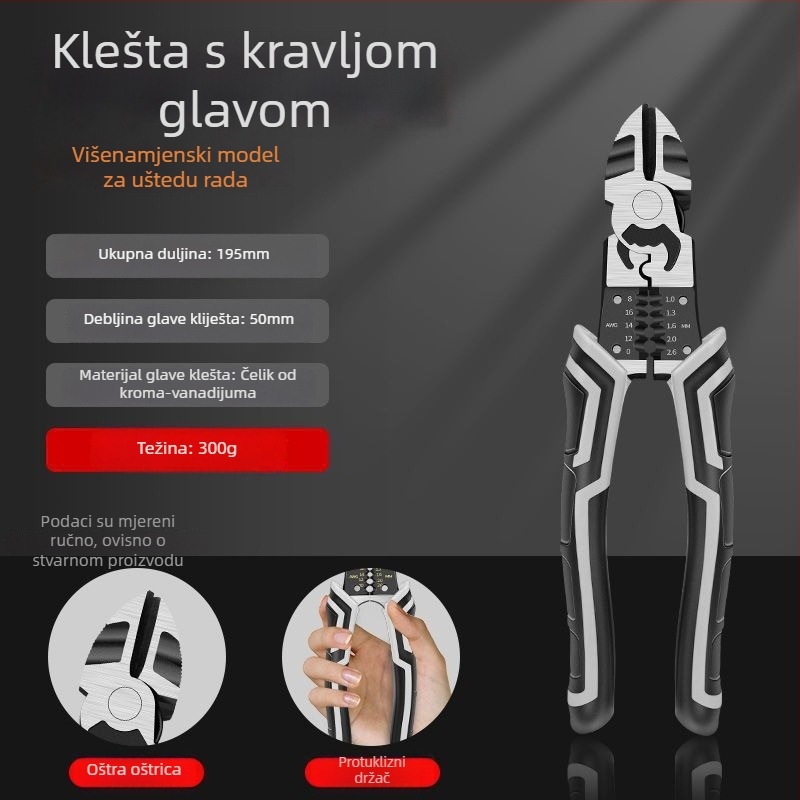 Njemačkog stila višenamenske kliješta za žice s dijagonalnim vrhom, industrijske kvalitete, štede napor električaru (promjer rezanja 4.6 mm)