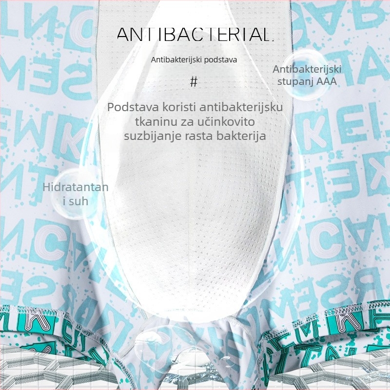 Muške boxerice Ice Silk – prozračne, antibakterijske, osvježavajući osjećaj, udobne; pletene; glavni materijal: najlon; uzorak: tekst; srednji struk