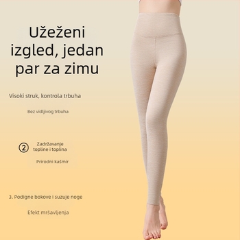 Ženske termalne hlače visokog struka s flis podstavom, poliester, 251–300 g/m²