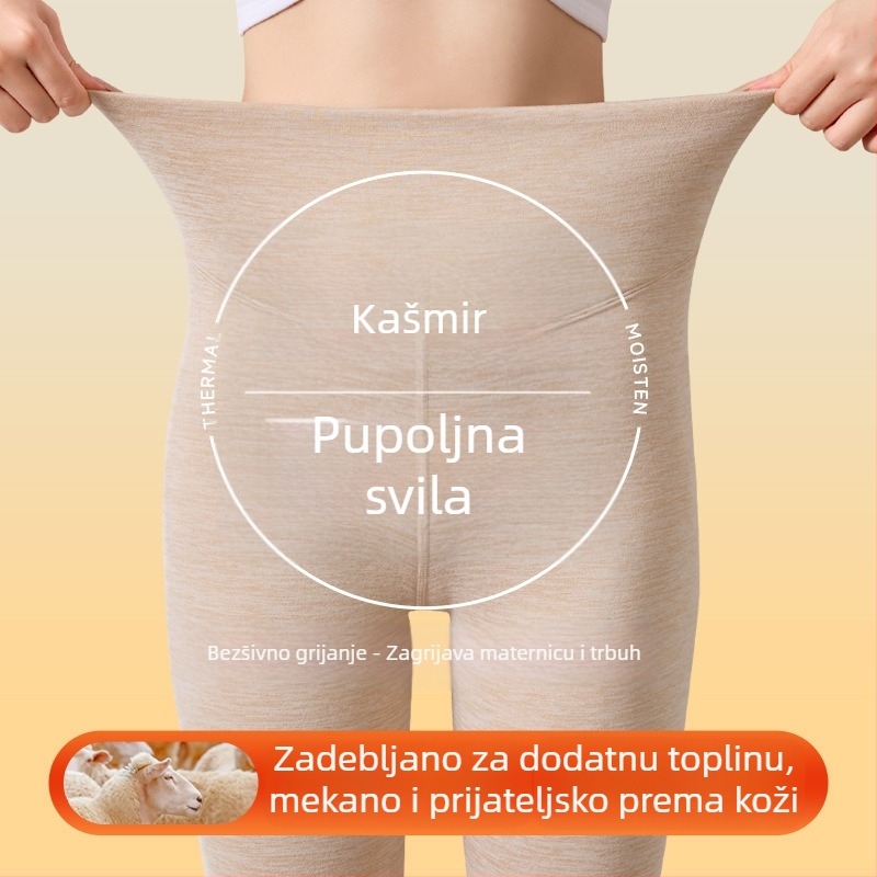 Ženske termalne hlače visokog struka s flis podstavom, poliester, 251–300 g/m²