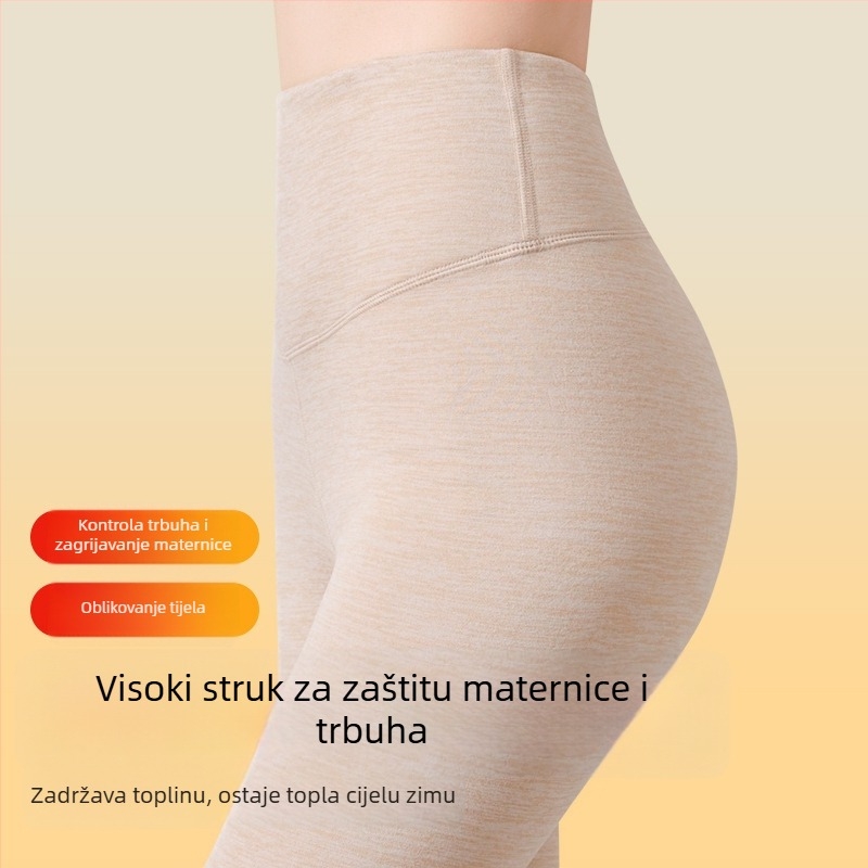 Ženske termalne hlače visokog struka s flis podstavom, poliester, 251–300 g/m²