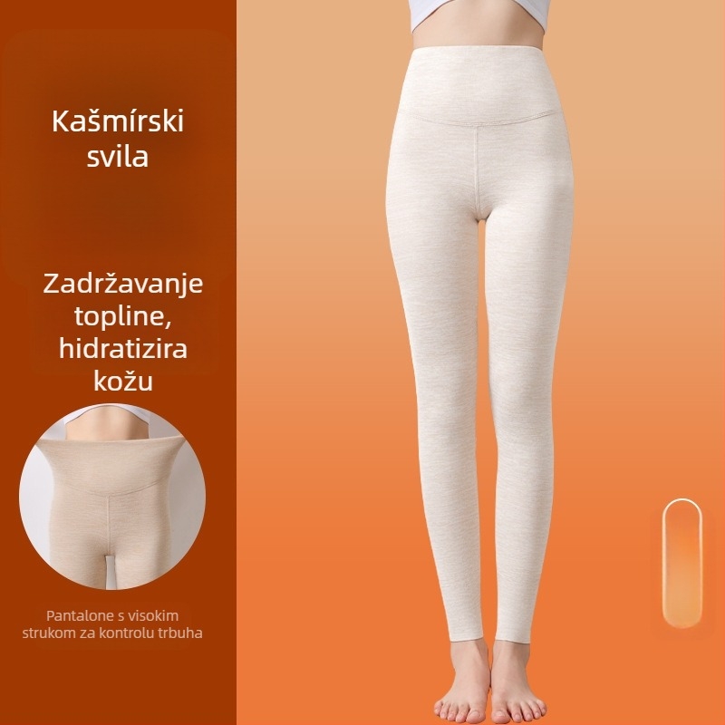 Ženske termalne hlače visokog struka s flis podstavom, poliester, 251–300 g/m²