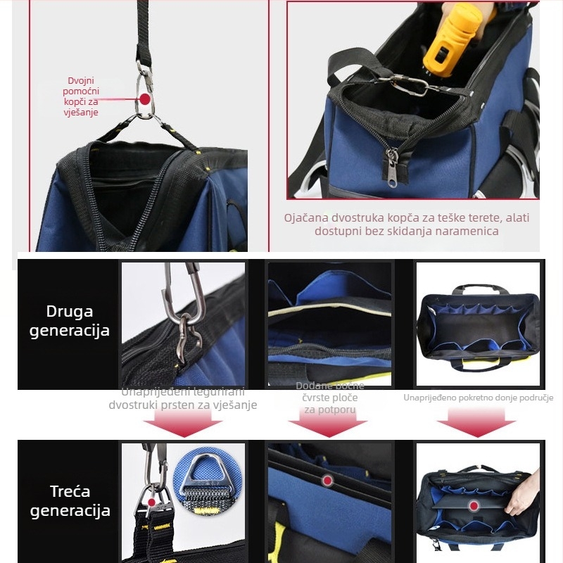 Torba za alat – prijenosna preko ramena i crossbody, Oxford plat, nosivost: 11, za nošenje i organiziranje alata