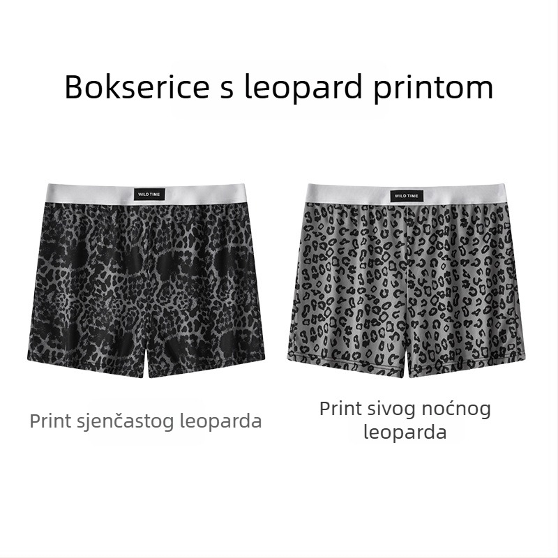 Muške bokserice za doma, široki kroj, srednji pojas, poliester s elastanom u preponama, kamuflažni i leopard uzorci