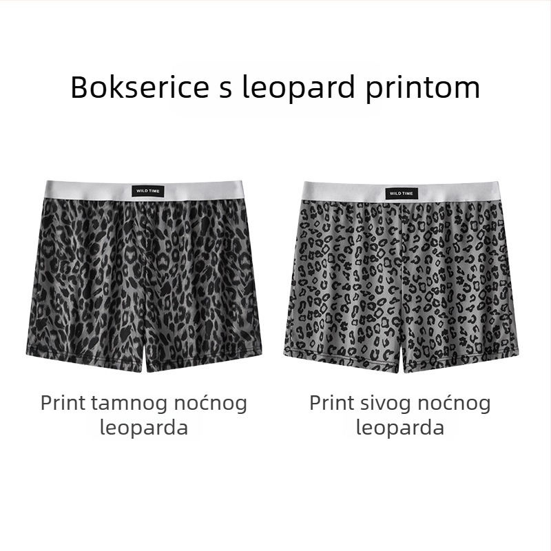 Muške bokserice za doma, široki kroj, srednji pojas, poliester s elastanom u preponama, kamuflažni i leopard uzorci