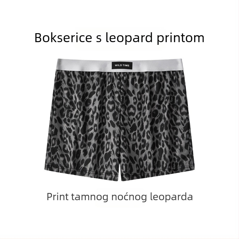 Muške bokserice za doma, široki kroj, srednji pojas, poliester s elastanom u preponama, kamuflažni i leopard uzorci
