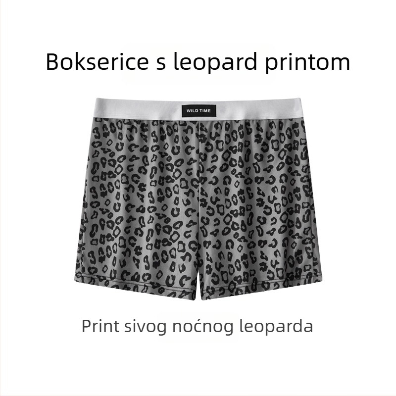 Muške bokserice za doma, široki kroj, srednji pojas, poliester s elastanom u preponama, kamuflažni i leopard uzorci