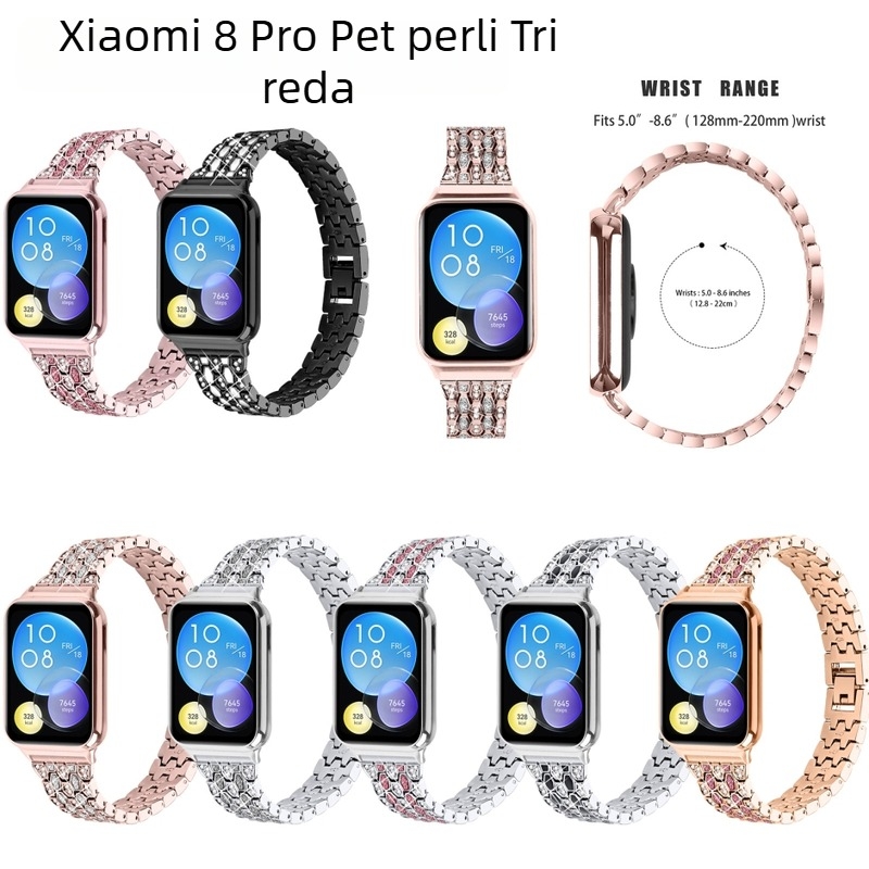 Metalna narukvica za pametni sat s tri reda i pet spojki, legirana, za Xiaomi 8/9 Pro i Redmi 4/5, širina 20 mm