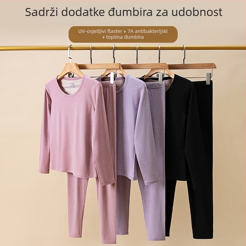 Manzqi 7A antibakterijski patch s osvjetljenjem na svjetlo đumbirom — toplinski set s flisom, unisex — jesenska gornja i donja odjeća
