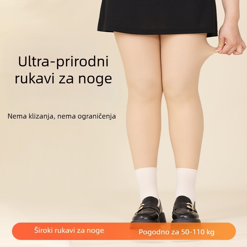 Gu Niang-inspired dvostruko složene čarape velike veličine, osjećaj gole kože, ultra-fina tekstura, dugačke, s flis unutrašnjošću